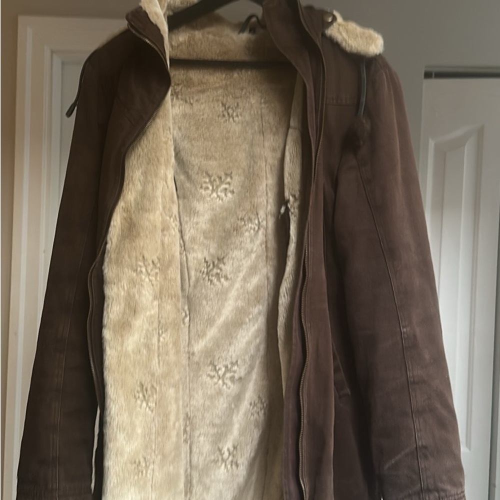 Women's Brown Fur-Lined Military Jacket